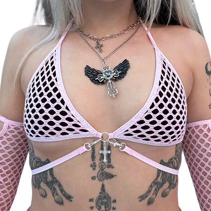 HOLY DIVINITY KINI TOP - PINK & BLACK